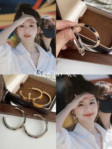 Chocho Leopard Print Hoop Earrings Fashionable Minimalist Circle Earrings Elegant Sensation Alloy Silver Gold Plated Ear Jewelry