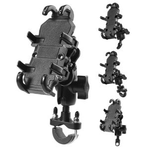 Motorcycle Fork Stem Phone Holder with Shock Absorber Handlebar GPS Navigation Bracket Adjustable Phone Shockproof Stand