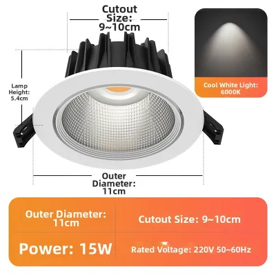 Ultra-Bright Embedded LED Spotlight Cob Ceiling Light for Clothing Stores Shop Lighting Dark Mounted Commercial Tubular Lamp