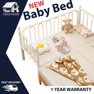 【In Stock-ships within 24H】Baby bed iron bed childrens bed with guardrail baby bed frame steel frame single bed widened bedside婴儿床