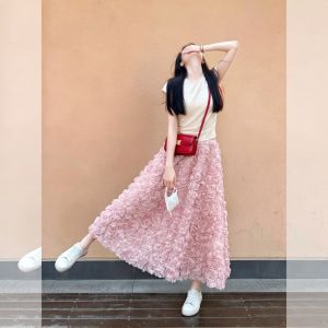 HUANJI | French Style Slimming Midi Skirt