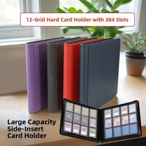 Large Capacity 12-Slot Hard Card Holder Album for Pokemon Yu-Gi-Oh San Guo Sha Card Collection Rectangular Leather Organizer