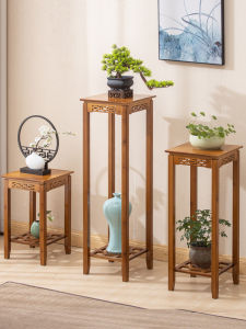Indoor Living Room Flower Stand Rack Real Wood Floor-Mounted Balcony Plant Pot Stand New Chinese Style Flower Table Bonsai Stand