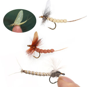 6PCS #10#12 #14 CDC Feather Wing Mayfly Extended Body Mayfly Dry Fly Foam Floating Fly Fishing Flies Trout Bass Fishing Lures