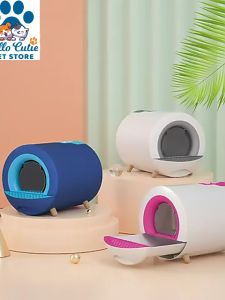 Space Capsule Cat Litter Box: Elegant User-friendly and Hygienic  solid material splash proof cat toilet box