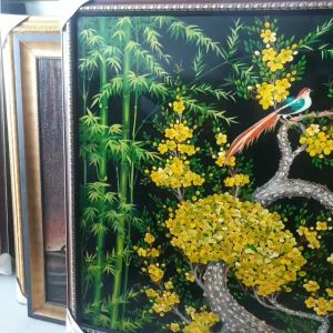[RẺ HƠN HOÀN TIỀN]Tranh sơn mài Thanh Bình Lê- HOA MAI size 128x200 cm hàng xuất khẩu( Tặng kèm khung)
