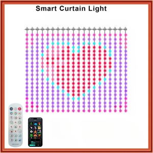 Smart Decorative Curtain Lights RGB LED String Lights with App Remote Music Sync DIY Patterns Timer for Christmas Party