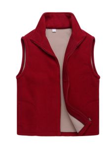 ผ้าขนแกะ เสื้อกั๊ก เสื้อแจ๊กเก็ตสไตล์คุณแม่วัยกลางคนและผู้สูงอายุ เสื้อผ้าผู้หญิง โพลีเอสเตอร์ ไฟเบอร์ ซิป ปิดสีทึบครึ่งเปิด ปกเสื้อ