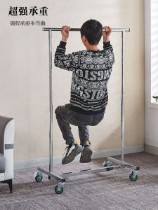 Stainless Steel Clothing Display Rack Folding Rising Stand Single Bar Hanger Creative Titanium Gold Wheel Window Props