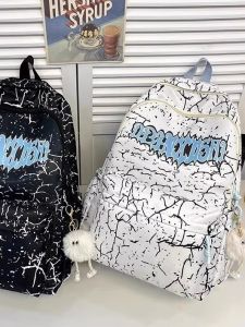 Mens Travel Backpack High Value American Crack Style College Student Bookbag Dual Shoulder Straps Suitable for Junior High School