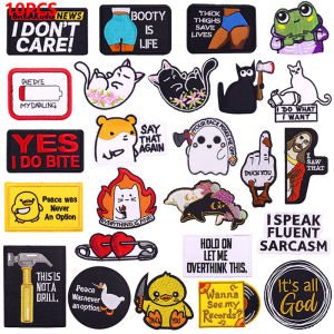 10PCS Wholesale Letters Patch Iron On Patches For Clothing Stripe Embroidered Patches On Clothes DIY Cartoon Fusible Patch Badge