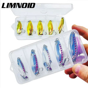 Limnoid 5pcs/Box Metal Spoon Fishing Lures Set High Carbon Steel Feather Treble Hooks 5g-20g For Bass Pike Fishing