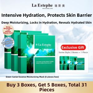 La Estephe | Hydrating Moisturizing Green Caviar Mask Sheet Mask for All Skin Types Plant Fiber Film Cloth Swiss Imported Face Mask 36 Month Shelf Life