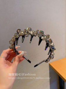 Retro Heavyweight Diamond Embedded Flower Hairband: Women's Anti-Slip Elegant French Style Headband