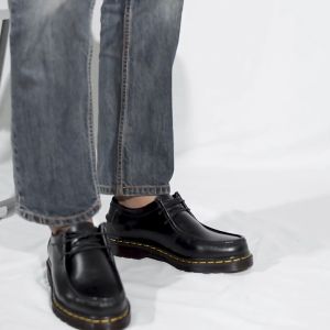Crested Black - Sepatu Kulit Pria Low Boots Casual Formal Hitam