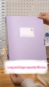 File Box Long Size Large Capacity Paper Organizer Foldable File Organizer Black 23.5X35.5cm