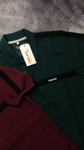 TAKAO KAOS KERAH POLO MAROON LIST HITAM