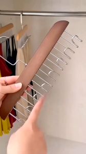 8 Hooks Hanger Solid Wood Stainless Steel Anti Slip Clothes Hook Sling Belt Neck Tie Bag Hanging Rack