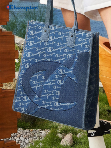 Champion | Denim Patterned Large Capacity Tote Bag