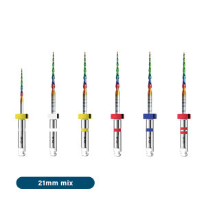 Dental Rotary Rainbow Files Heat Activated NiTi Canal Root Files Can Bend Endodontic Treatment Rotary File 6pcs/Box