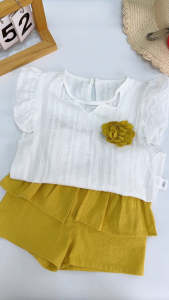 kid clothes girl sets Solid color pleasantly cool leisure time Breathable Elastic Soft