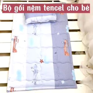 Bộ gối nệm cho bé mầm non 4-5 tuổi Katina House vải tencel cực mềm mát thấm hút tốt
