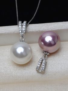 S925 Sterling Silver Shell Imitation Pearl Pendant Necklace Womens Single Pearl Bead Pendant Versatile Jewelry Accessory