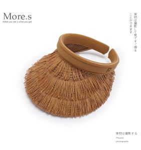 Mũ Rơm Đan Mùa Xuân Hè Có Tua Rua Trùm Đầu Chống Nắng Cho Nữ Mũ Đi Chơi Thường Ngày Thời Trang Chống Nắng Mũ Tóc Tua Rua Bằng Lông Cừu