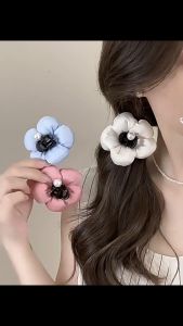 Jepit Rambut Bunga Satin Mini 4.5cm Sweet Sponge Puff Flower Small Hair Clips HCBR020
