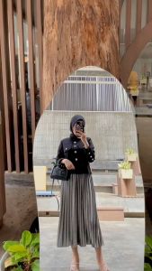 Rok Plisket Bludru Velvet / Rok Plisket Bludru Premium Wanita