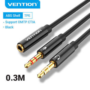 Vention Audio Splitter for Audio and Mic 3.5mm Extension Headphone jack for PC Laptop Earphone Headset 3.5mm Female to 2 Male Cable