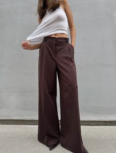 Fashion Loose Coffee Office Women Pants 2026 Casual High Waist Wide Trousers Elegant Full Length Pants Female Clothing