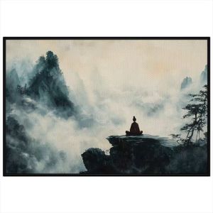 Tranh phong cảnh thủy mặc sơn thủy hữu tình thiền đẹp. Tranh treo tường dán tường canvasCGI-2047