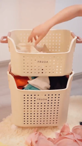 (SG STOCK) 2 Layers 70L Laundry Basket With Wheels Bathroom Dirty Clothes Storage Basket Toy Storage Organizer多功能洗衣篮脏衣篮玩具收纳
