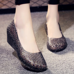 Summer New Crystal Sandals Women Thick Bottom Crystal Shoes Crystal Princess High Heel Slope Heel Beach Vacation Beach Sandals Women