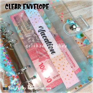 clear envelope / sleeve cash bening tempat uang transparan untuk binder A6