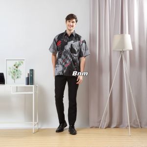 Baju Batik Couple Modis – Pakaian Serasi Pasangan Pria dan Wanita Resleting depan