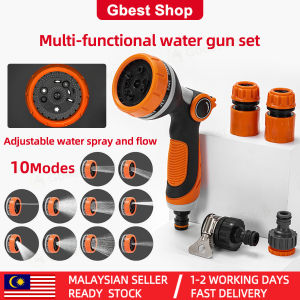 Gbest 10-Mode High Pressure Spray Nozzle Set Sprinkler Water Jet 360°Rotatable Head Water Sprayer Garden Hose Adjustable Pattern Car Wash Watering