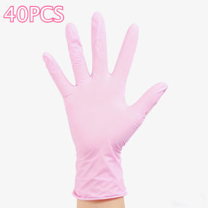 40/70/110PCS Disposable Light Pink Nitrile Gloves Household Cleaning Gloves Waterproof Suitable Food Processing Kitchen Tools
