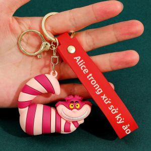 Disney Alice In Wonderland Móc Khóa 3D Mad Hatter Mèo Cheshire Hình Nhân Vật Đáng Yêu Quyến Rũ Cho Ba Lô Túi Xe Quà Tặng