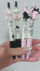 4Pcs/Set Kawaii Cat Gel Pens 0.5mm Quick-Dry Black Ink-Smooth Writing Retractable Pens Cute Stationery Student Reward Gifts