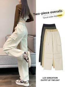 LANGPIN | High Waist Two-Way Wear Work Pants Womens Casual Loose Versatile Sports Pants Heightening Slimming Spring Autumn Leisure Pants