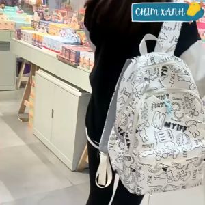 Balo học sinh nữ cấp 2 học sinh cấp 3 xinh xắn cute thời trang ulzzang hàn quốc họa tiết thỏ nhiều ngăn chống nước CX38
