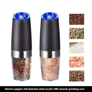 Electric Automatic Mill Spice Salt and Pepper Grinder Gravity LED Light Adjustable Coarseness Kitchen Steak Tool Sets