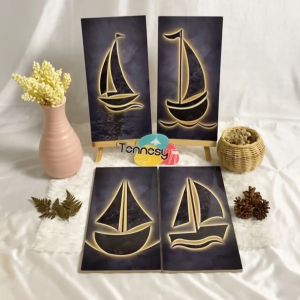 TENNESY Hiasan Dinding Abstrak Aesthetic 15x30cm Dekorasi Dinding Kamar Kapal Pajangan Kayu Poster Dekorasi Rumah