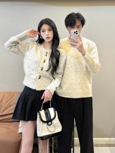 Áo Len Dệt Kim Dày Cổ Tròn Rộng Rãi Cho Cặp Đôi Mùa Thu Đông Thiết Kế Ôm Sát Cơ Thể Áo Len Cardigan Hở Cho Nữ