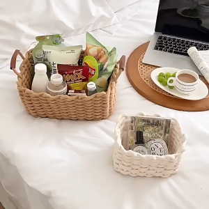 Eyre Keranjang Penyimpanan Kain Tenunan TanganKeranjang Penyimpanan Tali KapasKeranjang Penyimpanan Desktop Tali KapasKeranjang Penyimpanan Piknik Tenun LainnyaHand-woven fabric storage basket cotton rope storage basket