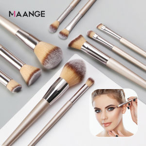 MAANGE 10PC Champagne Gold Cosmetic Brush Set Foundation Powder Make Up Brush 5773