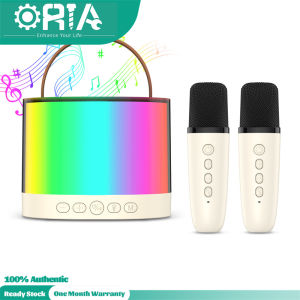 ORIA Mini Karaoke Speaker with 2 Mic Wireless Bluetooth Karaoke Machine Upgraded with Colorful Lights Original Voice and Fun Voices for Party Christmas Birthday Gifts