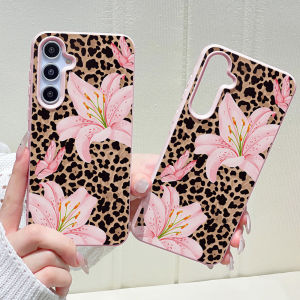 Phone Case for Samsung Galaxy S26 S25 S23 Ultra S24 FE A57 A56 A55 A54 A53 5G A07 A06 A15 4G Cases Leopard Print Pink Lily Funda
